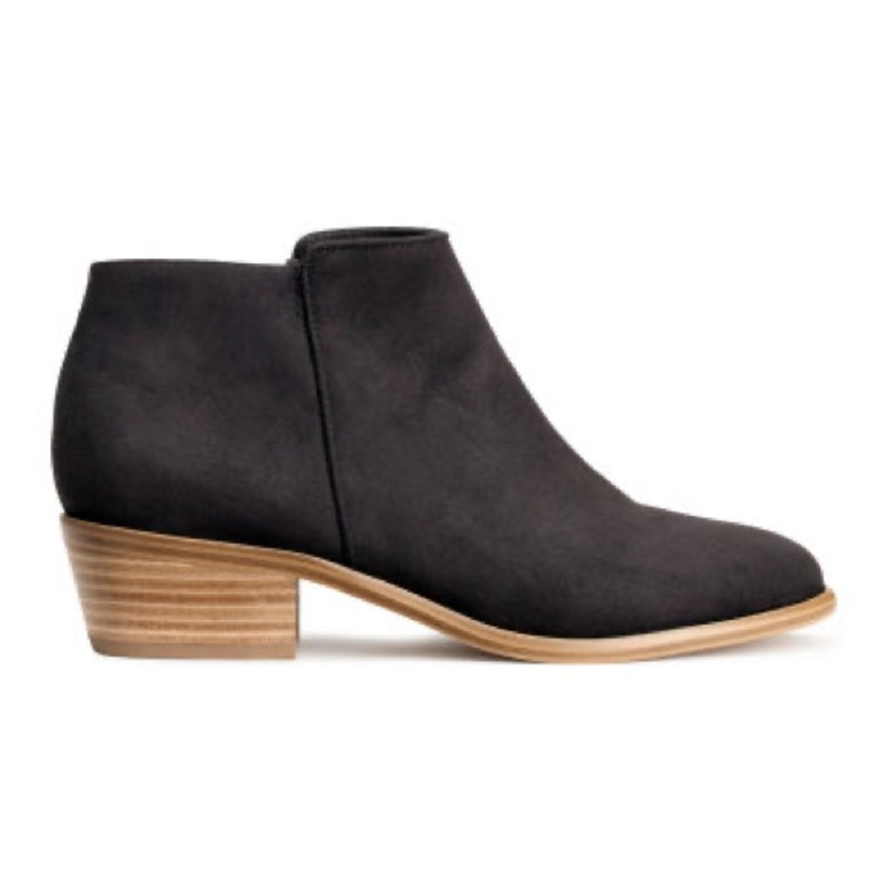 H&M Ladies Black LOW-HEELED ANKLE BOOTS